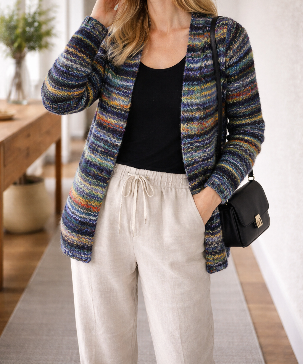 Women's Cardigan Ribbed Texture Open Front
