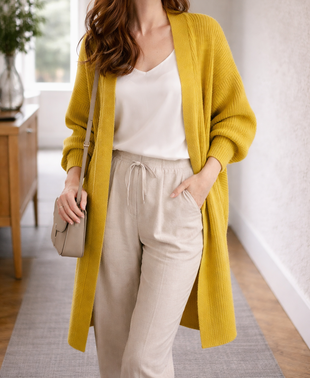 Women's Long Cardigan Ribbed Open Front