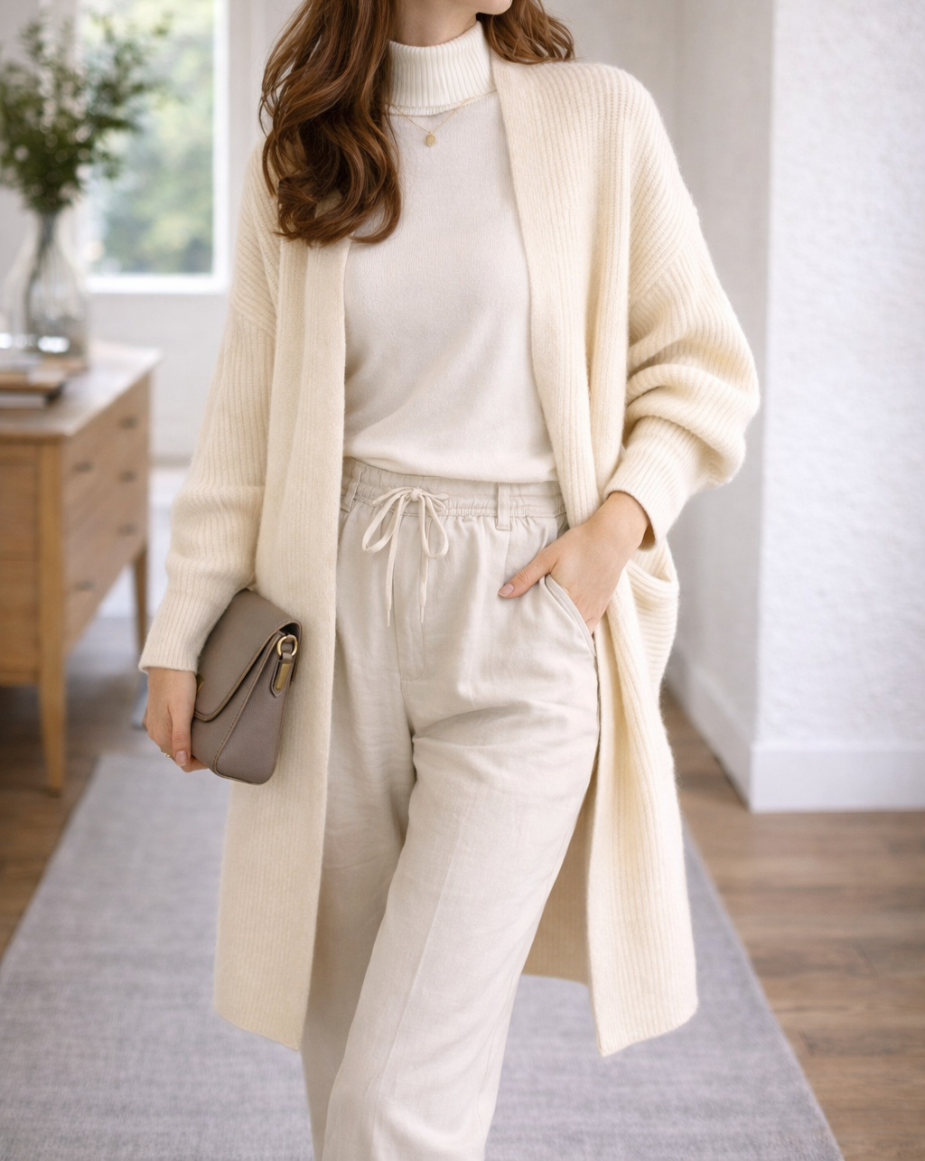 Women's Long Cardigan Ribbed Open Front