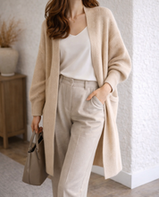 Women's Long Cardigan Ribbed Open Front