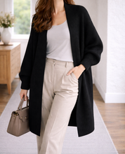 Women's Long Cardigan Ribbed Open Front
