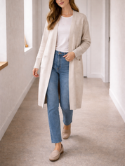 Women's Long Cardigan V-Neck Neckline